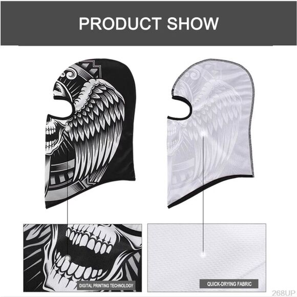 Tactical Skull Ghost Printed Full Face Mask Balaclava Halloween Ski Motorcycle - Picture 5 of 6